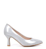 NADINE - Srebrne szpilki średni obcas