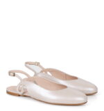 NELL - beżowe perłowe baleriny z okrągłym noskiem - obrazek 2