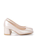 SUSANNA - Beżowe czółenka na grubym słupku