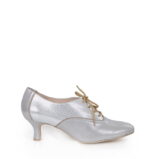 PILAR - Srebrne buty treningowe do tańca, lamówka beżowa