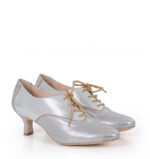 PILAR - Srebrne buty treningowe do tańca, lamówka beżowa - obrazek 4