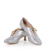 PILAR - Srebrne buty treningowe do tańca, lamówka beżowa - obrazek 2