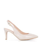 POLA - beżowe szpilki na niskim obcasie z odkrytą piętą