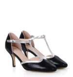 PENELOPE - czarne czółenka do tańca srebrna lamówka - obrazek 2