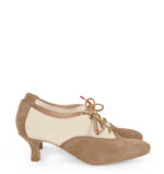 PILAR - Beżowe buty treningowe do tańca, lamówka beżowa