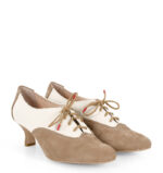 PILAR - Beżowo białe buty treningowe do tańca, lamówka beżowa - obrazek 2