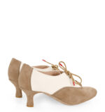 PILAR - Beżowo białe buty treningowe do tańca, lamówka beżowa - obrazek 3