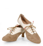 PILAR - Beżowo białe buty treningowe do tańca, lamówka beżowa - obrazek 5