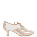 PILAR - Złote buty treningowe do tańca, kremowa wstawka