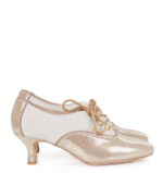 PILAR - Złote buty treningowe do tańca, kremowa wstawka - obrazek 2