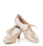 PILAR - Złote buty treningowe do tańca, kremowa wstawka - obrazek 3