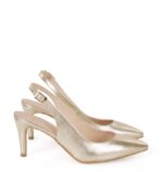 POLA - złote szpilki na niskim obcasie z odkrytą piętą - obrazek 2