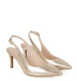 POLA - złote szpilki na niskim obcasie z odkrytą piętą - obrazek 3