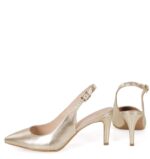 POLA - złote szpilki na niskim obcasie z odkrytą piętą - obrazek 7