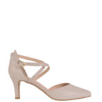 REBEKA - Czółenka beżowe na niskiej szpilce