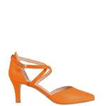 REBEKA - Czółenka pomarańczowe na niskiej szpilce