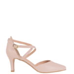 REBEKA - Czółenka pudrowy róż na niskiej szpilce