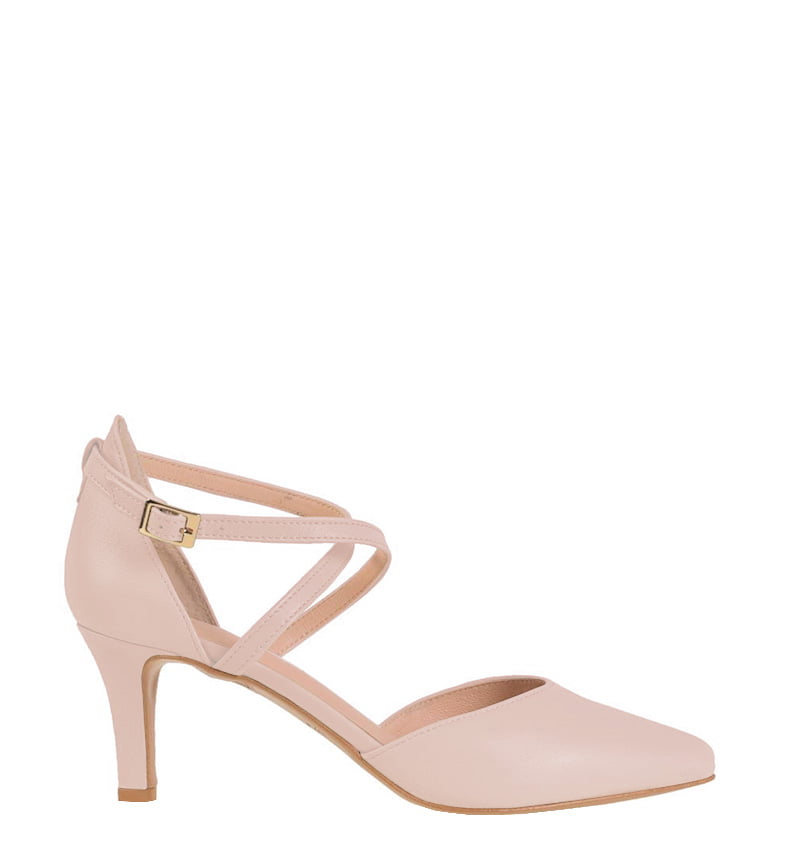 REBEKA-pudrowy-roz.jpg REBEKA - Czółenka pudrowy róż na niskiej szpilce - obrazek 1