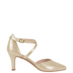 REBEKA - Czółenka złote na niskiej szpilce