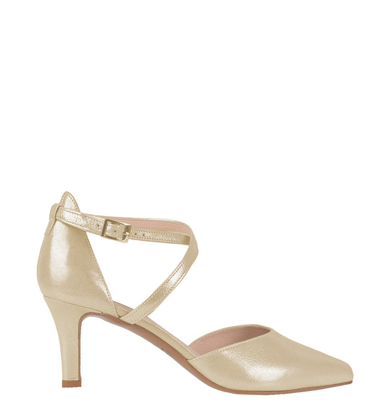 REBEKA-zlote-roz-metal2.jpg REBEKA - Czółenka złote na niskiej szpilce - obrazek 1