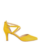 REBEKA - Czółenka żółte na niskiej szpilce