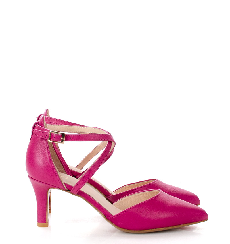 Rebeka-rozowe-szpilki6.jpg REBEKA - Czółenka fuksja róż niska szpilka - obrazek 1