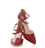 REBEKA - Czółenka czerwone na niskiej szpilce - obrazek 7