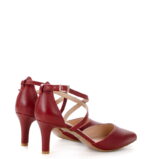 REBEKA - Czółenka czerwone na niskiej szpilce - obrazek 3
