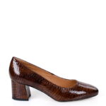 SUSANNA - Brązowe czółenka na grubym słupku