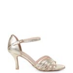 SOLUD - złote sandałki do tańca w paseczki