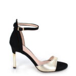 MEGAN - Złoto-czarne sandałki na szpilce