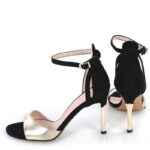 MEGAN - Złoto-czarne sandałki na szpilce - obrazek 6