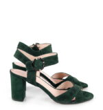 VIVIAN- Ciemno zielone sandały na słupku zamszowe - obrazek 6
