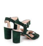 VIVIAN- Ciemno zielone sandały na słupku zamszowe - obrazek 5