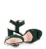 VIVIAN- Ciemno zielone sandały na słupku zamszowe - obrazek 4