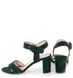 VIVIAN- Ciemno zielone sandały na słupku zamszowe - obrazek 3
