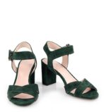 VIVIAN- Ciemno zielone sandały na słupku zamszowe - obrazek 2