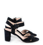 VIVIAN- Czarne sandały na słupku zamszowe - obrazek 6
