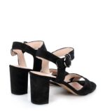 VIVIAN- Czarne sandały na słupku zamszowe - obrazek 5
