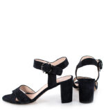 VIVIAN- Czarne sandały na słupku zamszowe - obrazek 3