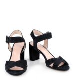 VIVIAN- Czarne sandały na słupku zamszowe - obrazek 2