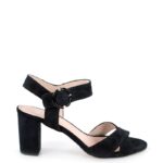 VIVIAN- Czarne sandały na słupku zamszowe