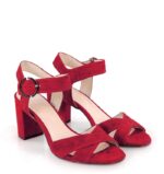 VIVIAN- Czerwone sandały na słupku zamszowe - obrazek 7