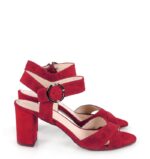 VIVIAN- Czerwone sandały na słupku zamszowe - obrazek 6