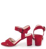 VIVIAN- Czerwone sandały na słupku zamszowe - obrazek 3