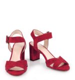 VIVIAN- Czerwone sandały na słupku zamszowe - obrazek 2