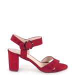 VIVIAN- Czerwone sandały na słupku zamszowe