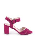 VIVIAN- Różowe sandały na słupku zamszowe