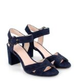 VIVIAN- Granatowe sandały na słupku zamszowe - obrazek 7