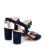 VIVIAN- Granatowe sandały na słupku zamszowe - obrazek 6